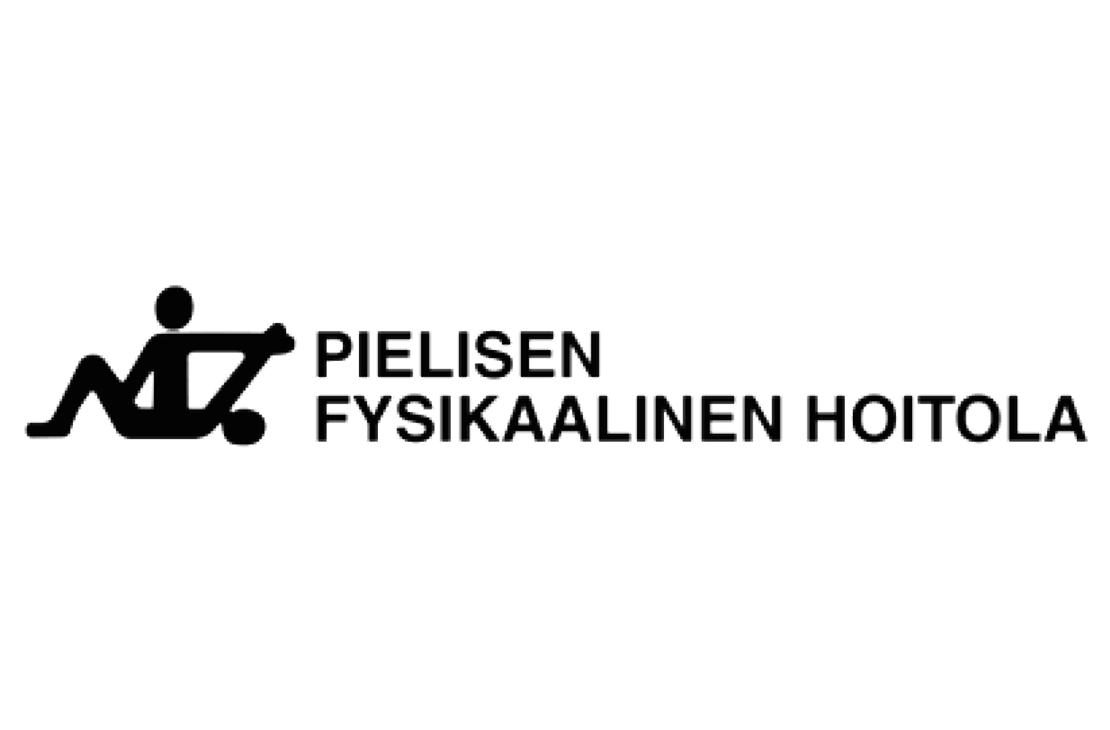 Pielisen Fysikaalinen Hoitola -yrityksen logo. Vasemmalla on musta, tyylitelty ihmishahmon siluetti tekem&auml;ss&auml; venytys- tai kuntoutusliikett&auml;. Oikealla on kaksi rivi&auml; mustaa teksti&auml;: yl&auml;rivill&auml; isolla fontilla "PIELISEN" ja alarivill&auml; samalla fontilla "FYSIKAALINEN HOITOLA". Logo on valkoisella taustalla.