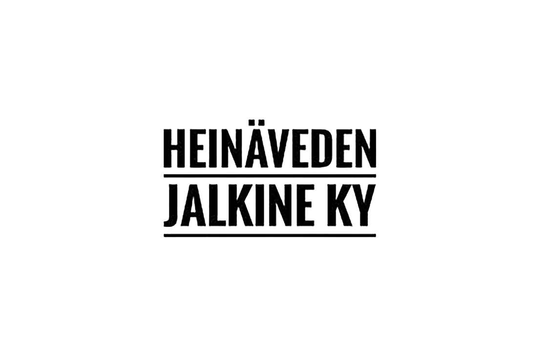 Heinäveden Jalkine Ky -yrityksen logo. Logossa on kaksi riviä mustaa, isoin kirjaimin kirjoitettua, sanz-serif-fontilla olevaa tekstiä. Ylärivillä lukee "HEINÄVEDEN" ja alarivillä "JALKINE KY". Rivien välissä sekä alarivin alla on ohut musta vaakaviiva. Logo on valkoisella taustalla.