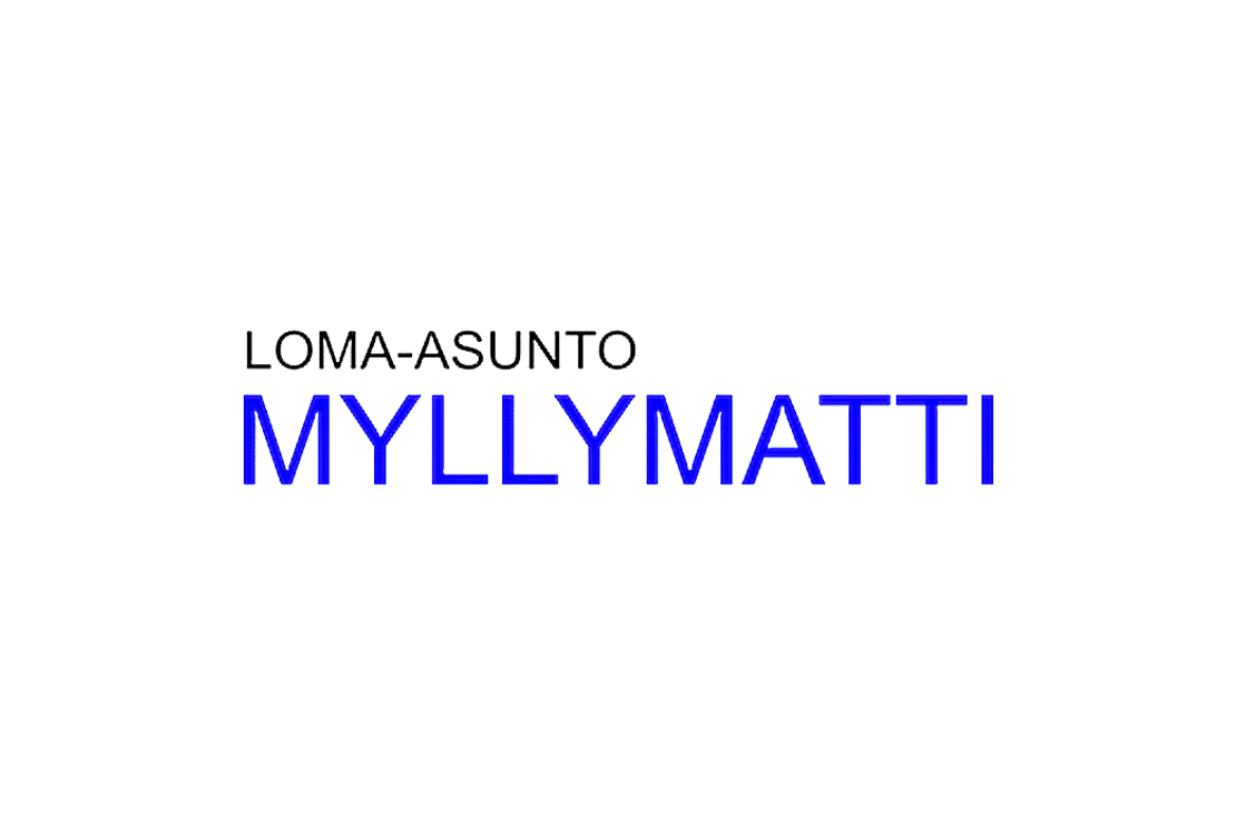 Loma-asunto Myllymatti -kohteen logo tai teksti. Ylärivillä on pienemmällä, mustalla fontilla sana "LOMA-ASUNTO" ja sen alapuolella isolla, paksulla, kirkkaan sinisellä fontilla sana "MYLLYMATTI". Logo on valkoisella taustalla.