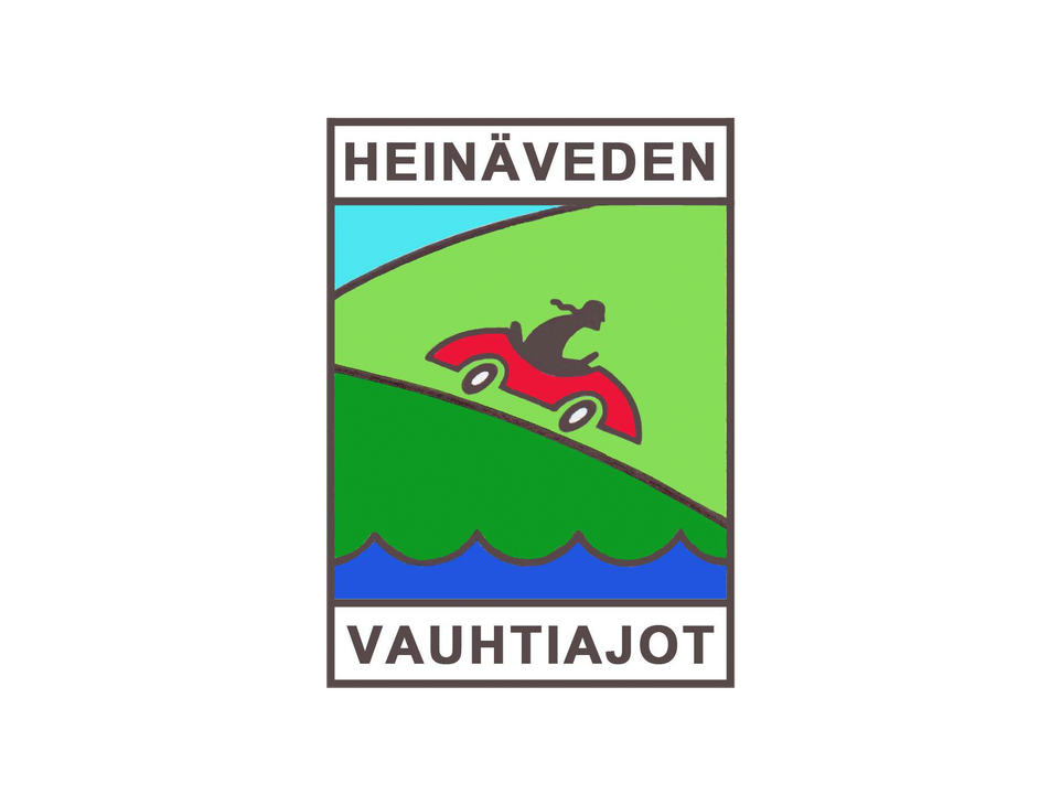 Heinäveden Vauhtiajot -tapahtuman tunnus. Tunnus on pystysuuntainen, suorakulmion muotoinen. Yläreunassa lukee tummanruskealla, isolla fontilla "HEINÄVEDEN" ja alareunassa samalla fontilla "VAUHTIAJOT". Keskellä on kuvitus: kirkkaan vihreä, kumpuileva mäki tai rinne, jonka päällä punainen ralliauto tai menopeli, jota ajaa tumma siluetti. Kuvan alaosassa on sininen vesialue ja yläosassa vaaleansininen taivas.