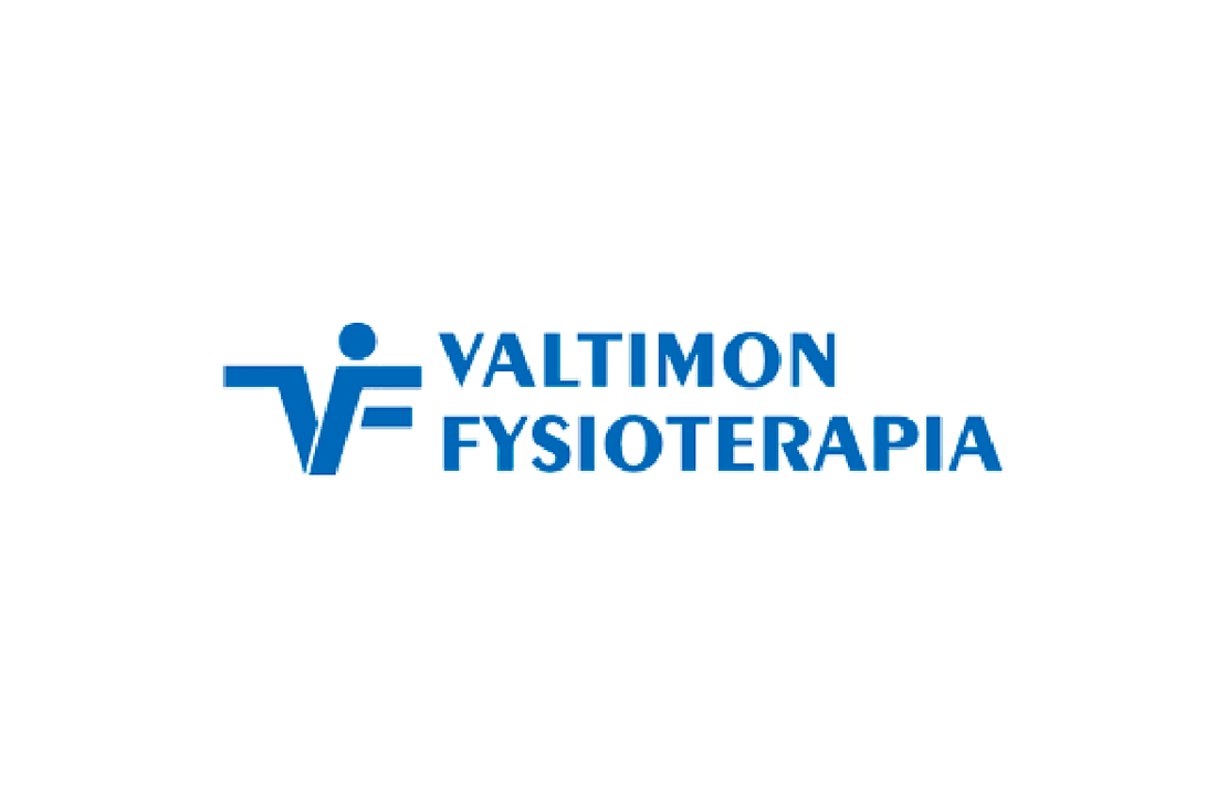 Valtimon Fysioterapia -yrityksen logo. Vasemmalla on tyylitelty, tummansininen symboli, joka yhdist&auml;&auml; kirjaimen V ja F-kirjaimen, sek&auml; ihmishahmon p&auml;&auml;n. Oikealla on kaksi rivi&auml; tummansinist&auml; teksti&auml;: yl&auml;rivill&auml; isolla fontilla "VALTIMON" ja alarivill&auml; samalla fontilla "FYSIOTERAPIA". Logo on valkoisella taustalla.