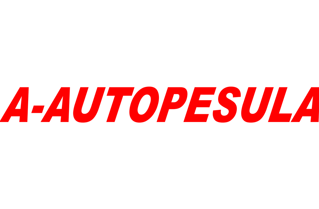 A-Autopesula -yrityksen logo. Logossa on suuri, lihavoitu, isoin kirjaimin kirjoitettu teksti "A-AUTOPESULA". Teksti on kirkkaan punainen ja siinä on lievä kallistus. Logo on mustalla taustalla.