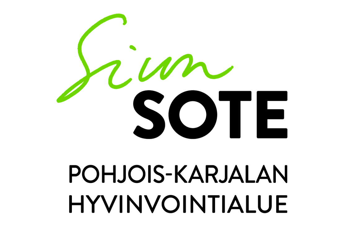 Siun sote -hyvinvointialueen logo. Logossa on ylärivillä kirkkaan limevihreällä käsinkirjoitetulla tyylillä sana "Siun" ja sen alla isolla, mustalla, paksulla fontilla sana "SOTE". Alimpana on kaksi riviä mustaa tekstiä: "POHJOIS-KARJALAN" ja "HYVINVOINTIALUE". Logo on valkoisella taustalla.