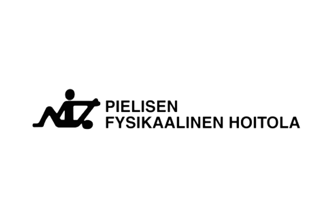 Pielisen Fysikaalinen Hoitola -yrityksen logo. Vasemmalla on musta, tyylitelty ihmishahmon siluetti tekem&auml;ss&auml; venytys- tai kuntoutusliikett&auml;. Oikealla on kaksi rivi&auml; mustaa teksti&auml;: yl&auml;rivill&auml; isolla fontilla "PIELISEN" ja alarivill&auml; samalla fontilla "FYSIKAALINEN HOITOLA". Logo on valkoisella taustalla.