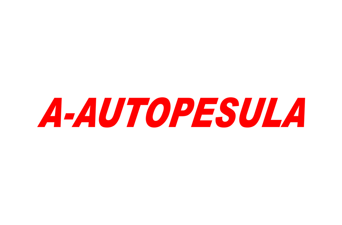 A-Autopesula -yrityksen logo. Logossa on suuri, lihavoitu, isoin kirjaimin kirjoitettu teksti "A-AUTOPESULA". Teksti on kirkkaan punainen ja siinä on lievä kallistus. Logo on mustalla taustalla.