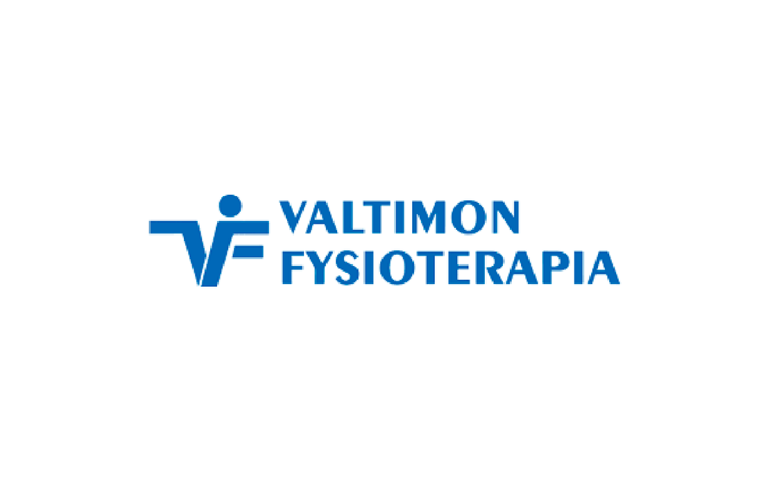 Valtimon Fysioterapia -yrityksen logo. Vasemmalla on tyylitelty, tummansininen symboli, joka yhdist&auml;&auml; kirjaimen V ja F-kirjaimen, sek&auml; ihmishahmon p&auml;&auml;n. Oikealla on kaksi rivi&auml; tummansinist&auml; teksti&auml;: yl&auml;rivill&auml; isolla fontilla "VALTIMON" ja alarivill&auml; samalla fontilla "FYSIOTERAPIA". Logo on valkoisella taustalla.