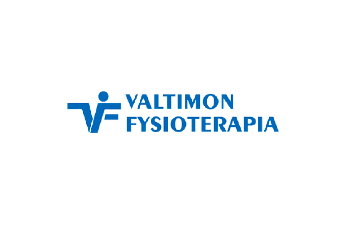 Valtimon Fysioterapia -yrityksen logo. Vasemmalla on tyylitelty, tummansininen symboli, joka yhdist&auml;&auml; kirjaimen V ja F-kirjaimen, sek&auml; ihmishahmon p&auml;&auml;n. Oikealla on kaksi rivi&auml; tummansinist&auml; teksti&auml;: yl&auml;rivill&auml; isolla fontilla "VALTIMON" ja alarivill&auml; samalla fontilla "FYSIOTERAPIA". Logo on valkoisella taustalla.