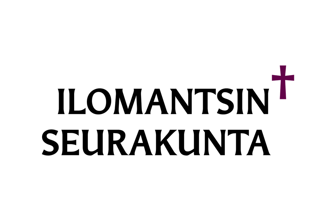 Ilomantsin seurakunnan tai vastaavan uskonnollisen organisaation logo, joka koostuu tyylitellystä, tumman purppuranpunaisesta rististä sijoitettuna mustan taustan oikeaan yläkulmaan. Risti on kulmikas ja abstrakti.
