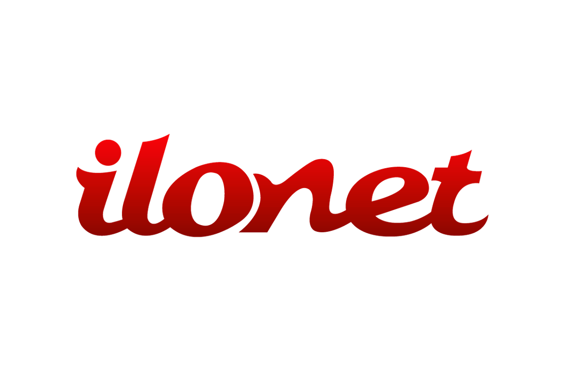 Ilonet-yrityksen logo, jossa sana "ilonet" on kirjoitettu kursiivilla, tyylitellyllä fontilla. Tekstin väri on liukuvärjätty tumman punaisesta tai kastanjanruskeasta hieman vaaleampaan punaiseen. Logo on sijoitettu yksinkertaiselle mustalle taustalle.