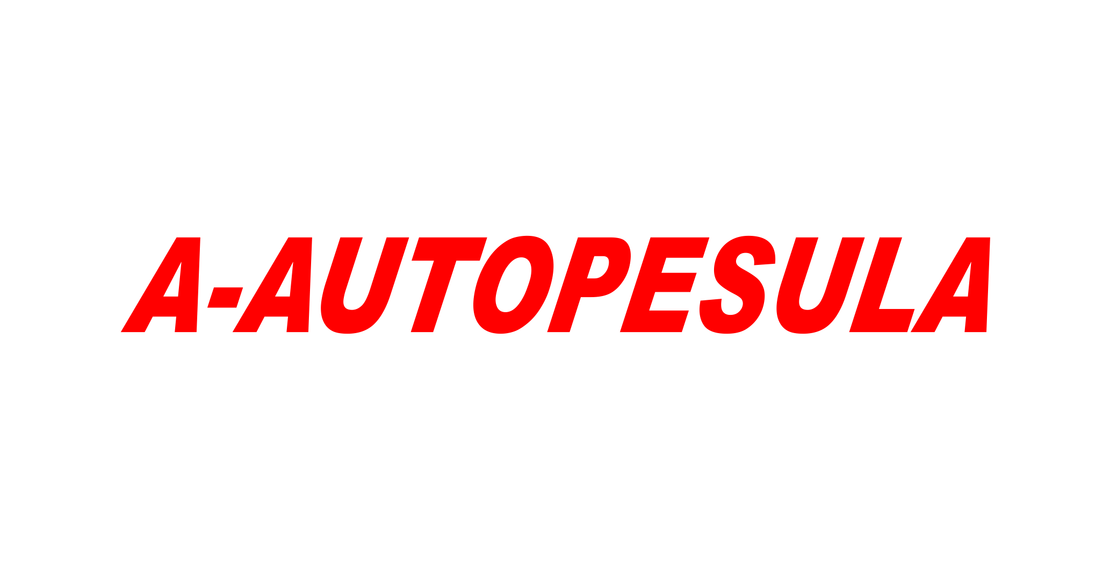 A-Autopesula -yrityksen logo. Logossa on suuri, lihavoitu, isoin kirjaimin kirjoitettu teksti "A-AUTOPESULA". Teksti on kirkkaan punainen ja siinä on lievä kallistus. Logo on mustalla taustalla.